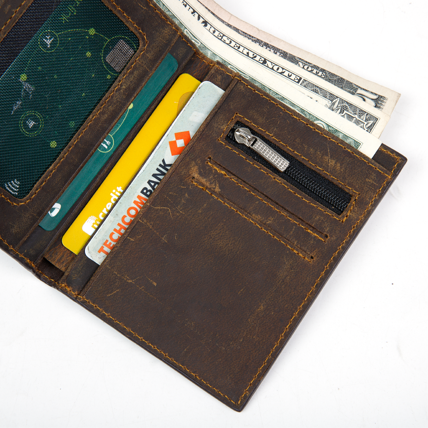 MINIMALIST LEATHER WALLET WITH ZIPPER