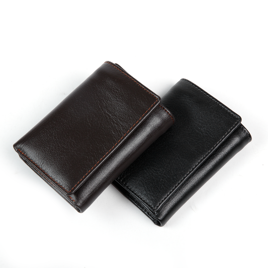 Real Leather Trifold Wallet for Men - RFID Wallets Slim 9 Credit Card Holder 2 ID Compartment Gift For Men With Flip Pocket.