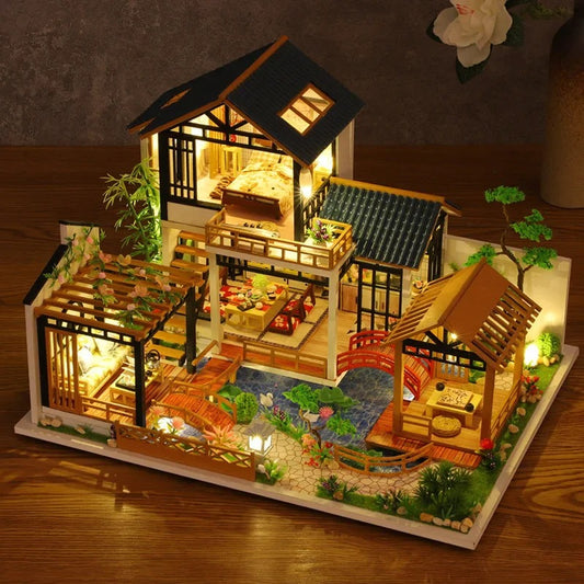 Diy Big Dollhouse Miniatures Doll House Miniaturas Home Bedroom Decoration With LED Children Birthday Christmas New Year Gifts